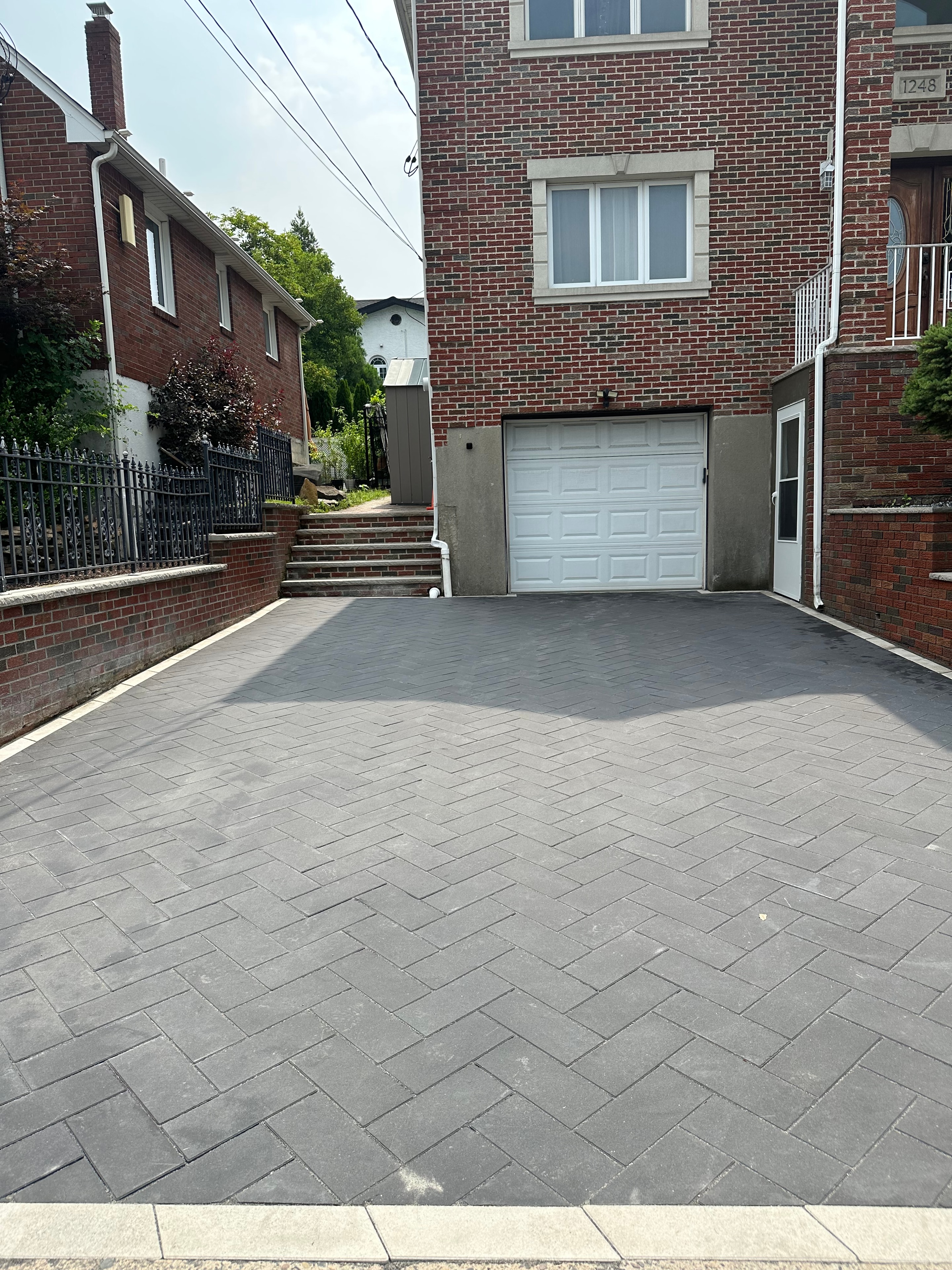 Completed paver driveway — Bergen County NJ hardscaping