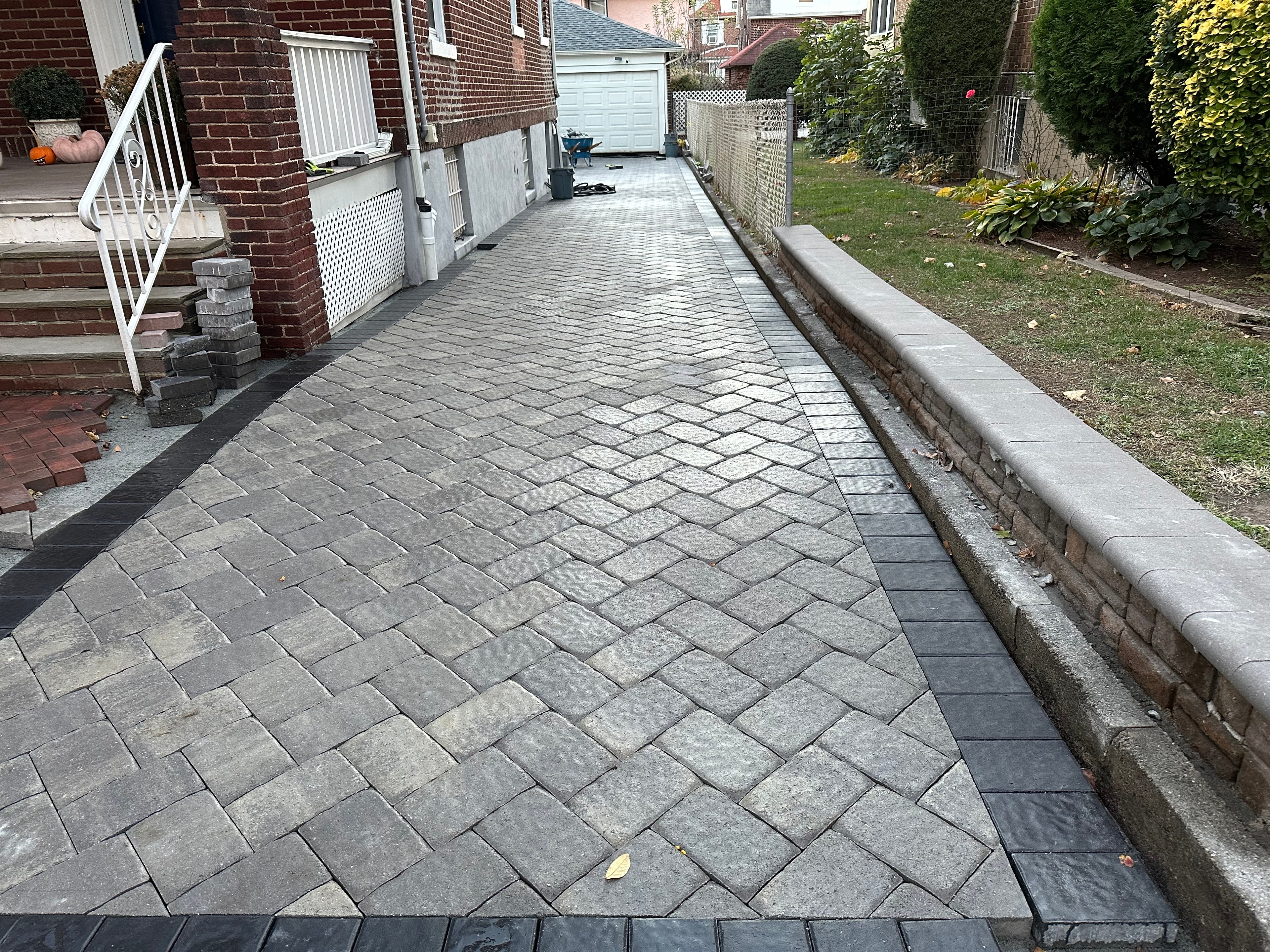 Paver driveway completed project — Leonia NJ