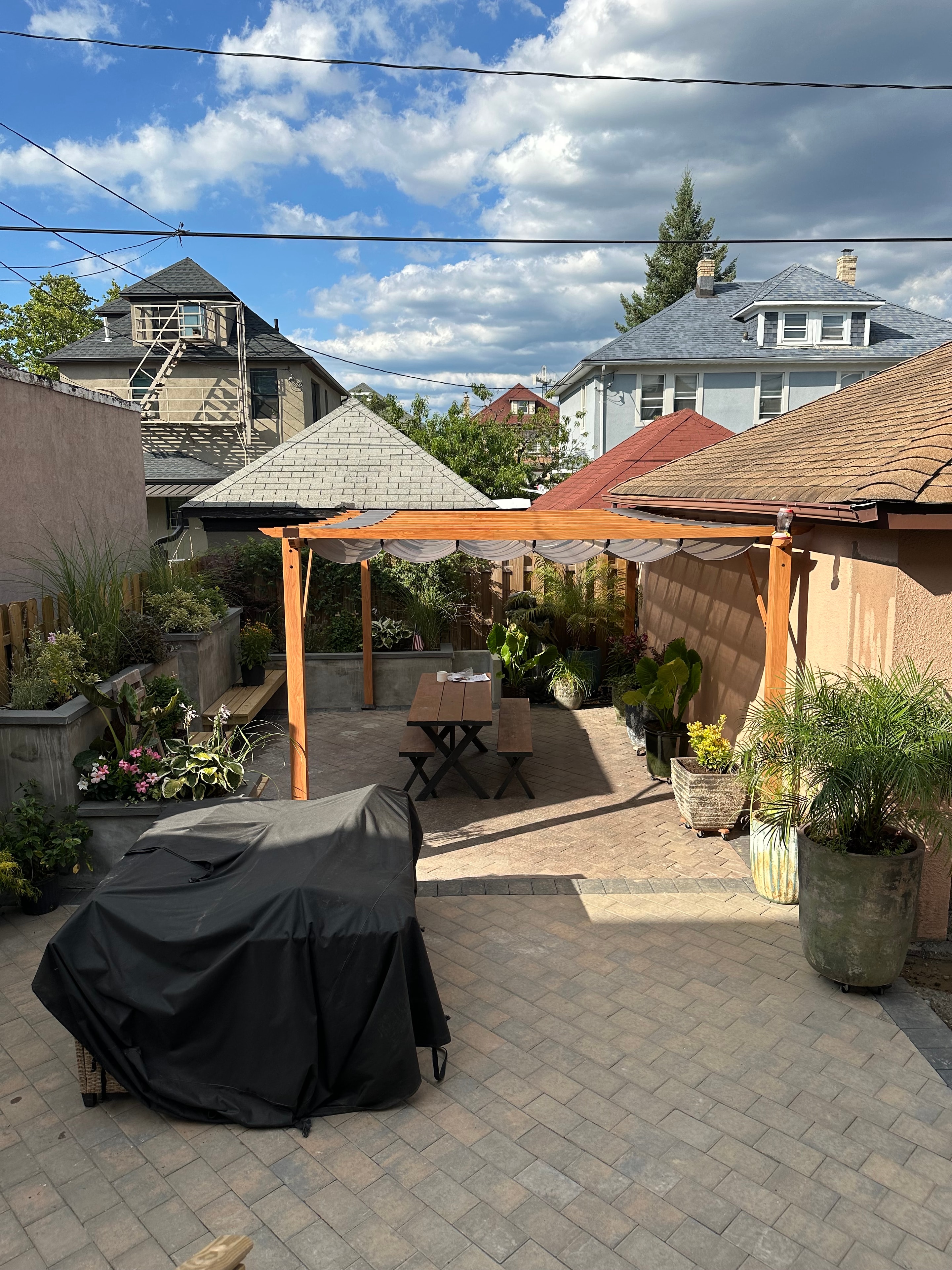 Pergola over backyard patio — Bergen County NJ